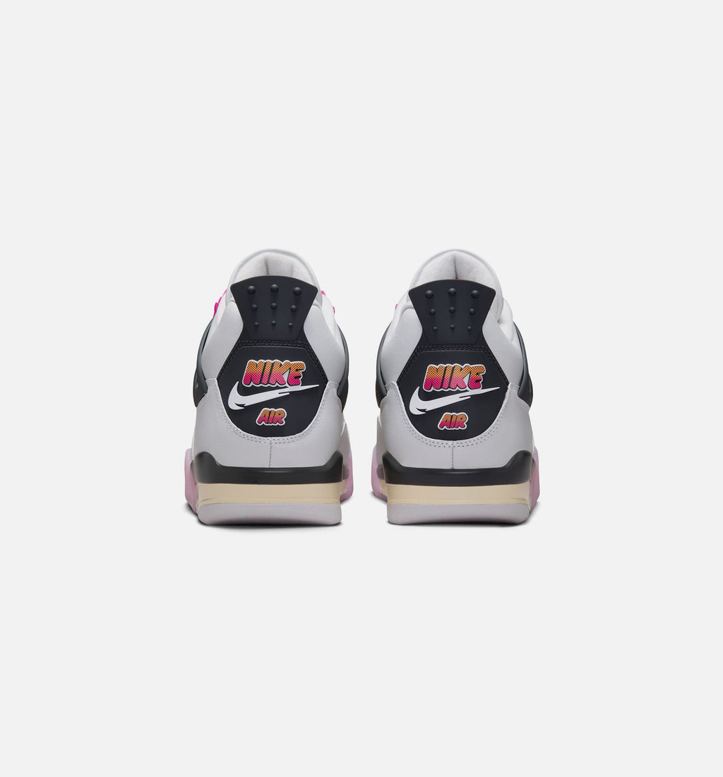 Air Jordan 4 Retro Comic Men's Sneakers - White / Pink / Smoke Grey