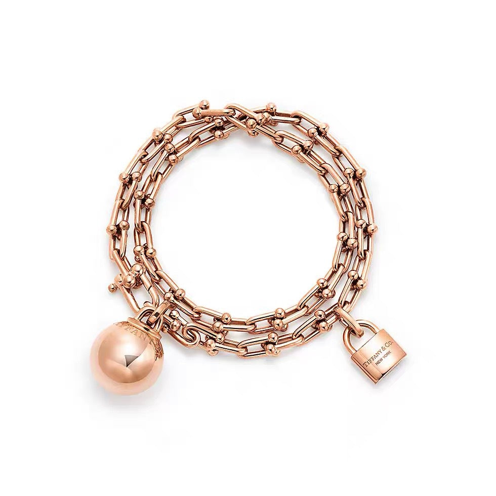 Tiffany Style Horseshoe Cubic Zirconia 18K Gold-Plated Bracelet