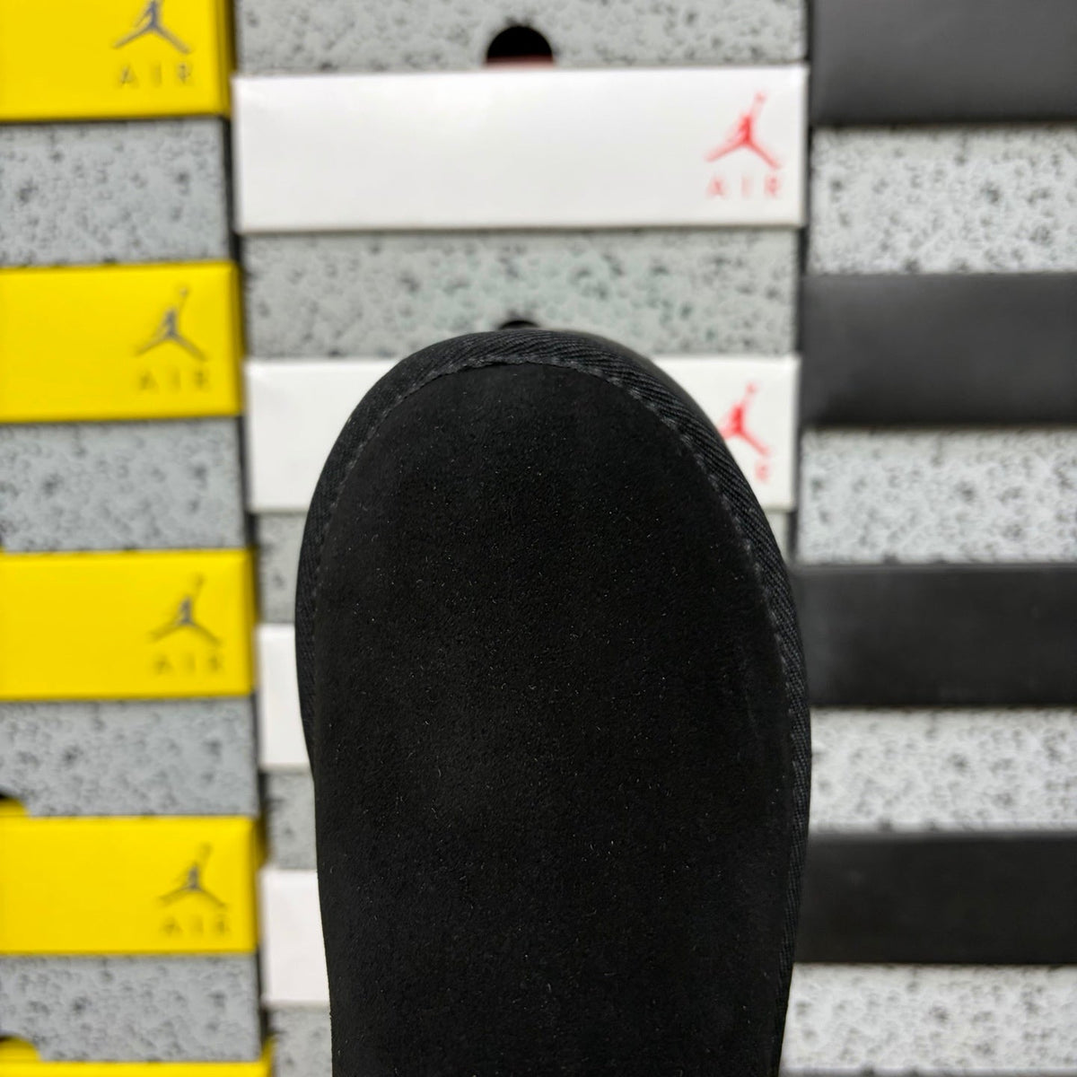 UGG Classic Mini Weather Hybrid Women's Boot – Suede & Stretch Collar Ankle Boot with Neon Yellow Pull Tab, UGG SugrSole & Weather-Resistant Construction in Black