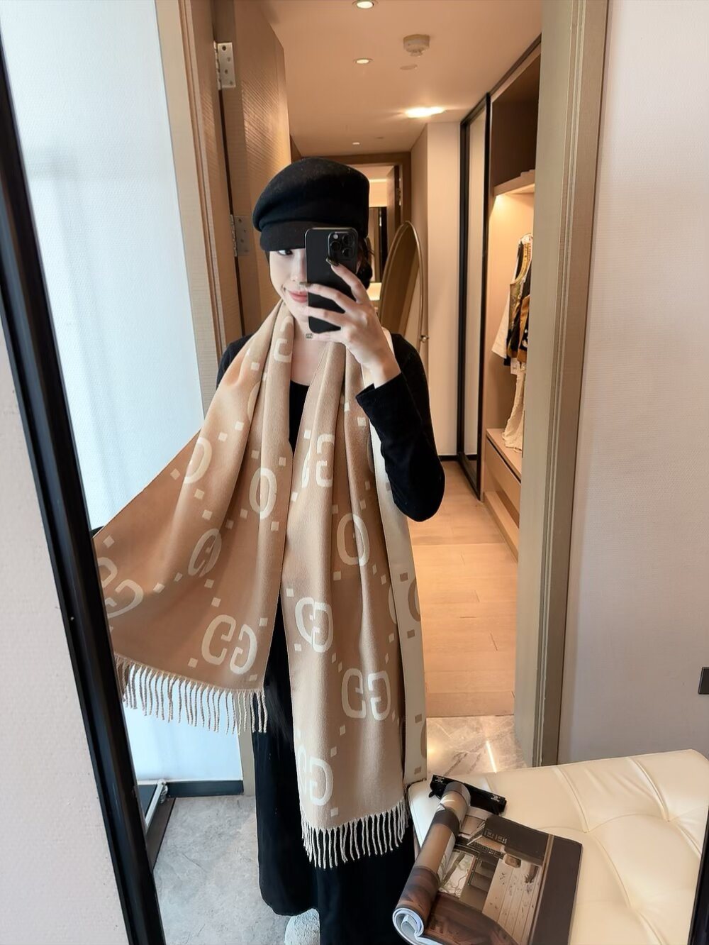 Gucci Reversible Fringed Scarf