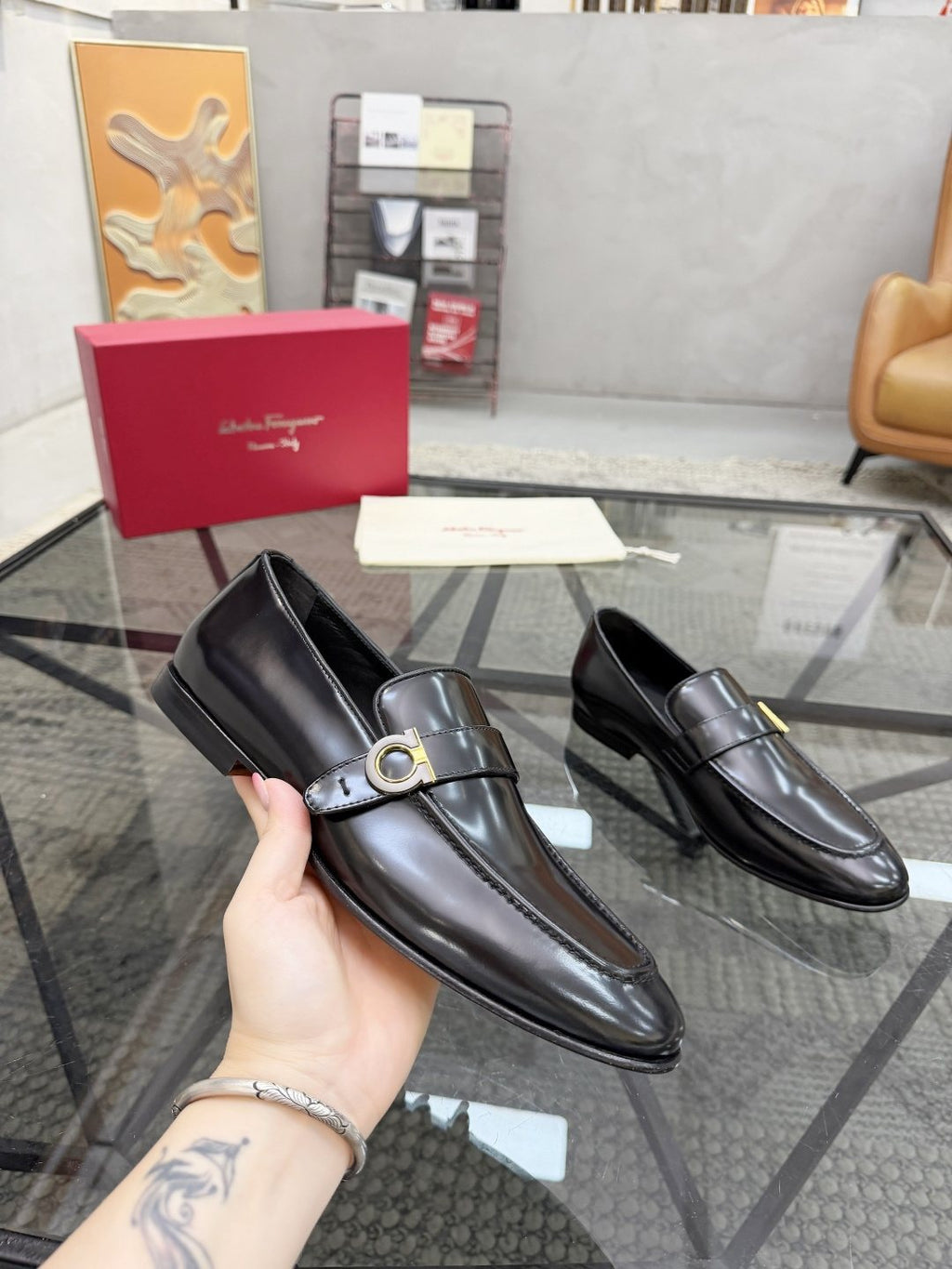 Salvatore Ferragamo Men's Ring Detail Slip-On Loafers